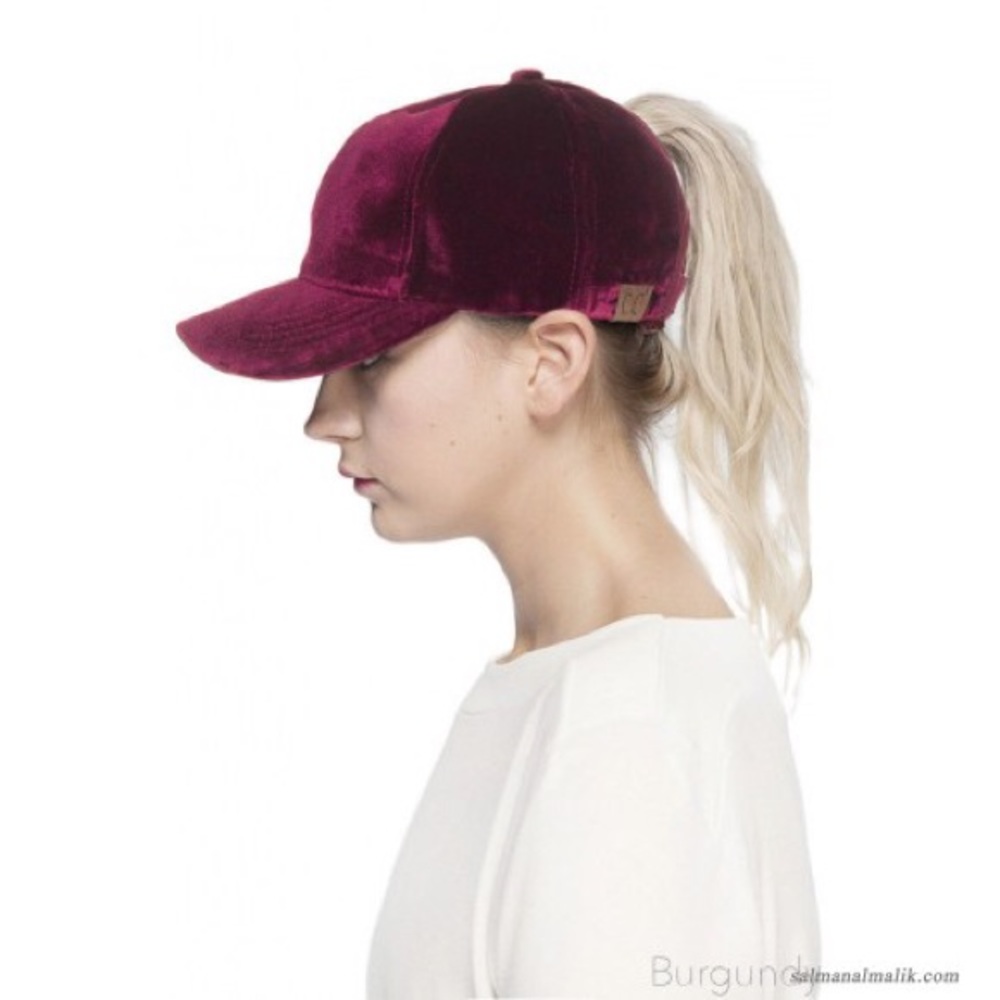 C.C. Red Pony Velvet Baseball Caps - Picture 2 of 4